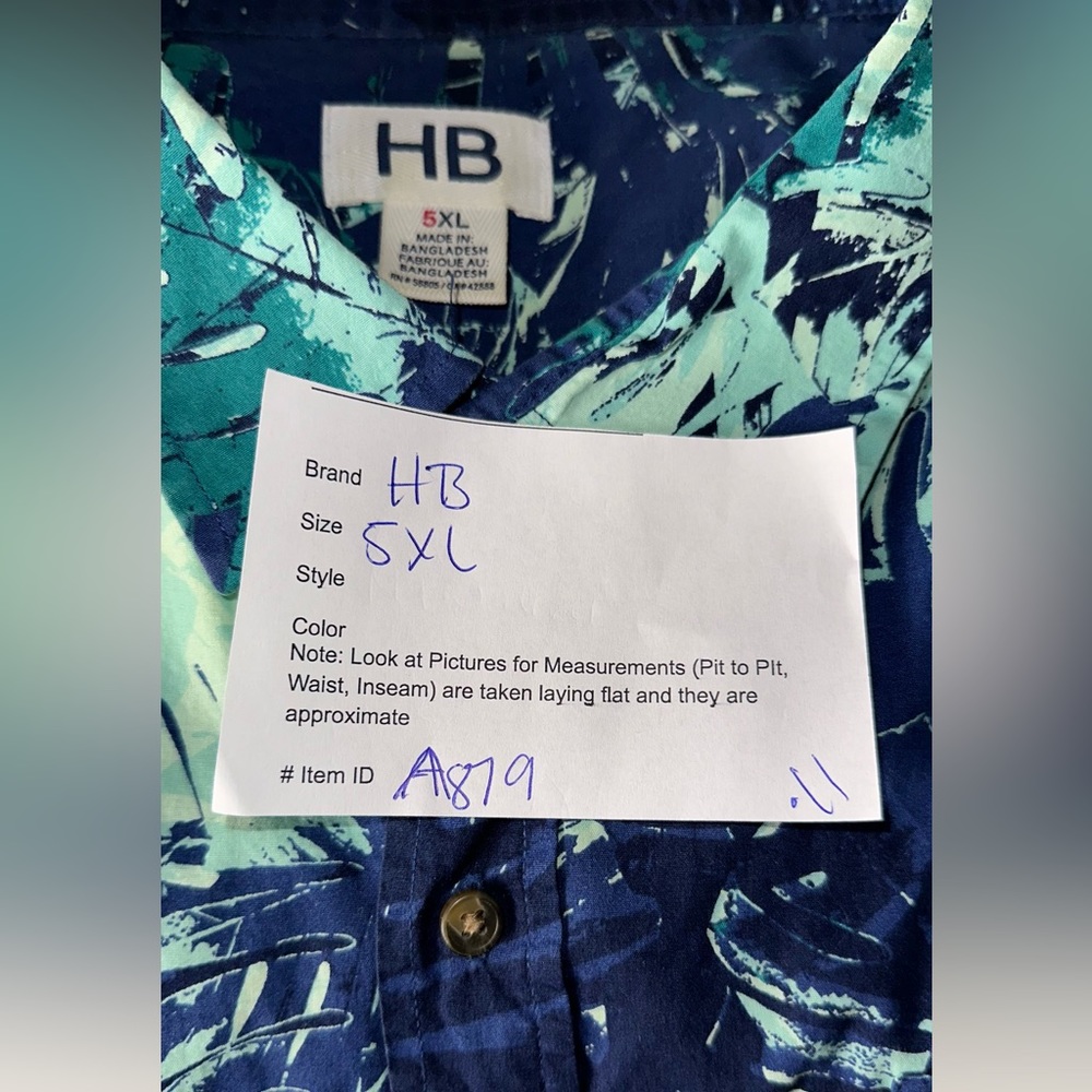 Harbor Bay Blue and Green Leaf Print Shirt - Picture 9 of 9